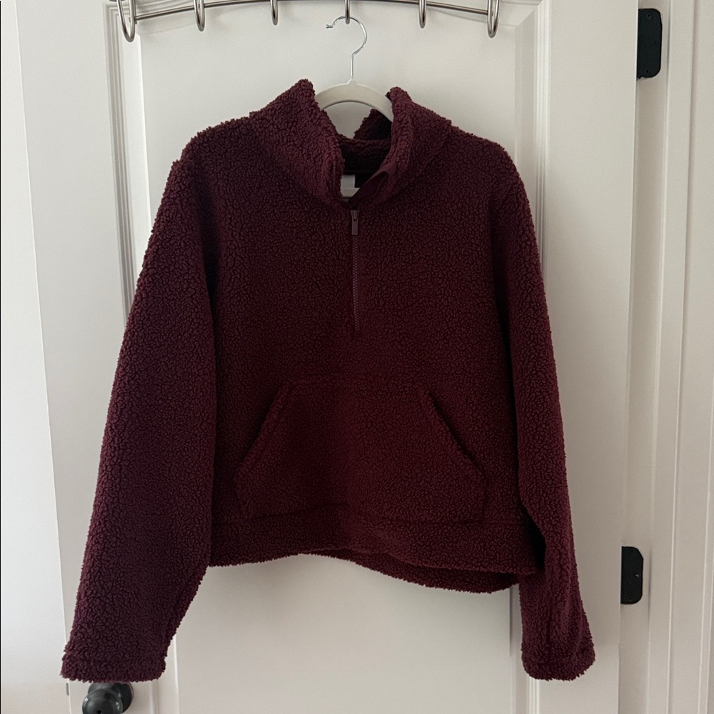 DARK PURPLE FLEECE HALF ZIP PULLOVER LARGE